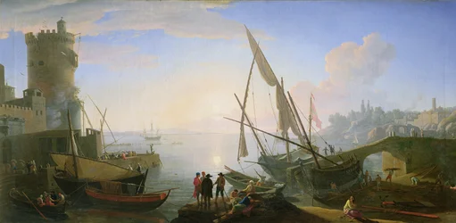 Hafen bei Sonnenuntergang